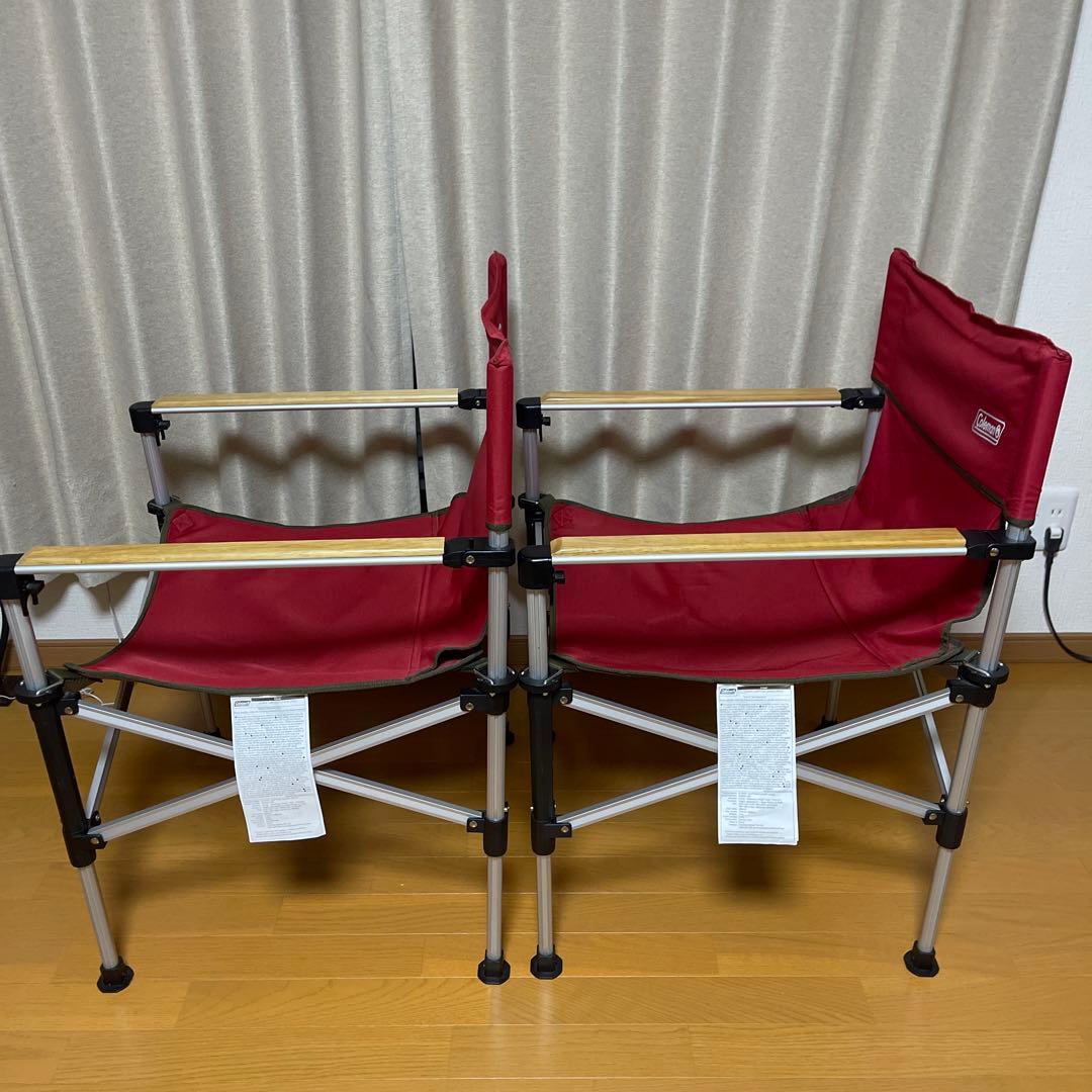 【2脚セット】Coleman ツーウェイキャプテンチェア 赤 室内使用